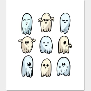 Cute Hallowen Ghosts Posters and Art